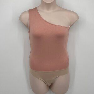 L’AGENCE Dina One Shoulder Bodysuit Size M Rusting Brown Basic Stretch